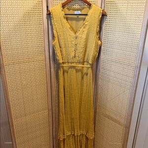 Luxology Mustard Button-Front Maxi Dress